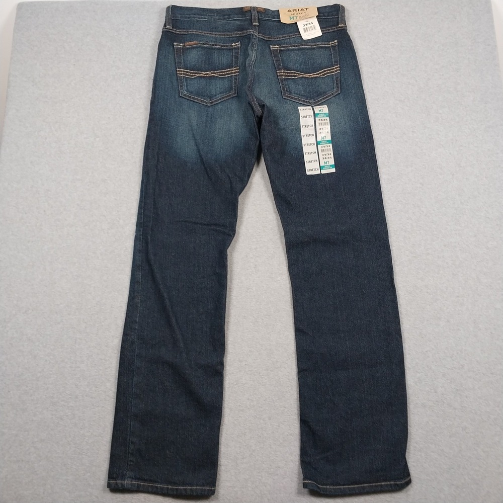Ariat M7 Jeans Mens 34x34 Blue Straight Leg Slim Fit Fremont Western NEW